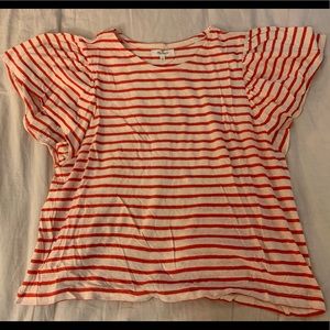 Madewell Flutter Sleeve Striped Blouse Size L
